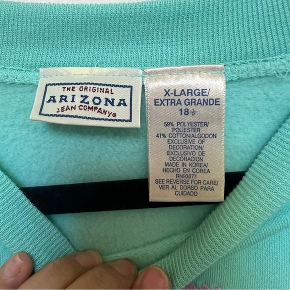 Arizona Jeans Co Vintage 90’s Crewneck Sweatshirt Turquoise Size XL - Picture 4 of 6